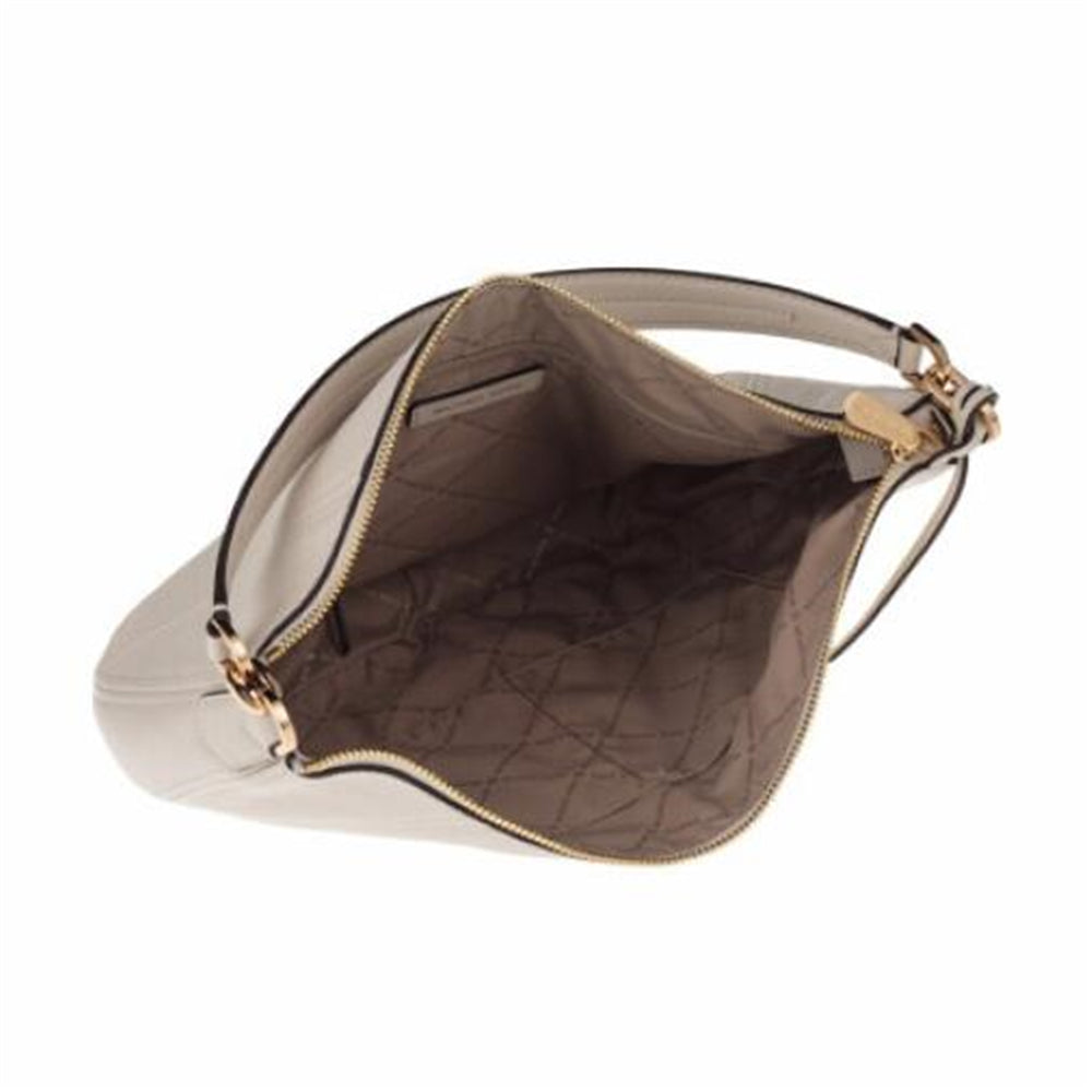Michael Kors Bedford 35T9GBFL6L Medium Leather Crescent Shoulder Bag In Optic White Michael Kors Bedford 35T9GBFL6L Medium Leather Crescent Shoulder Bag In Optic White